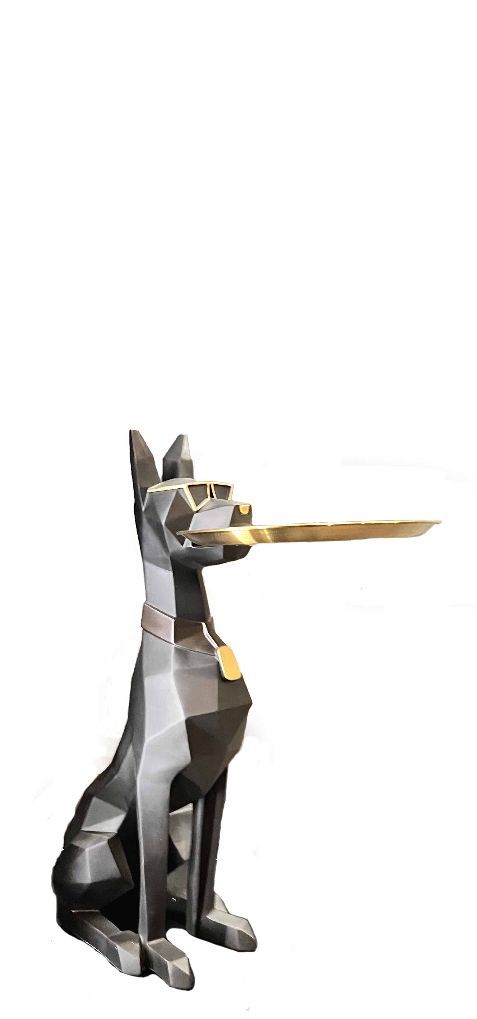 Sculpture dog with iron tray